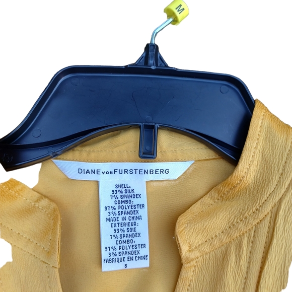 Diane von furstenberg mustard yellow " Rona" blouse/top size 8 fall blouse - Picture 3 of 5